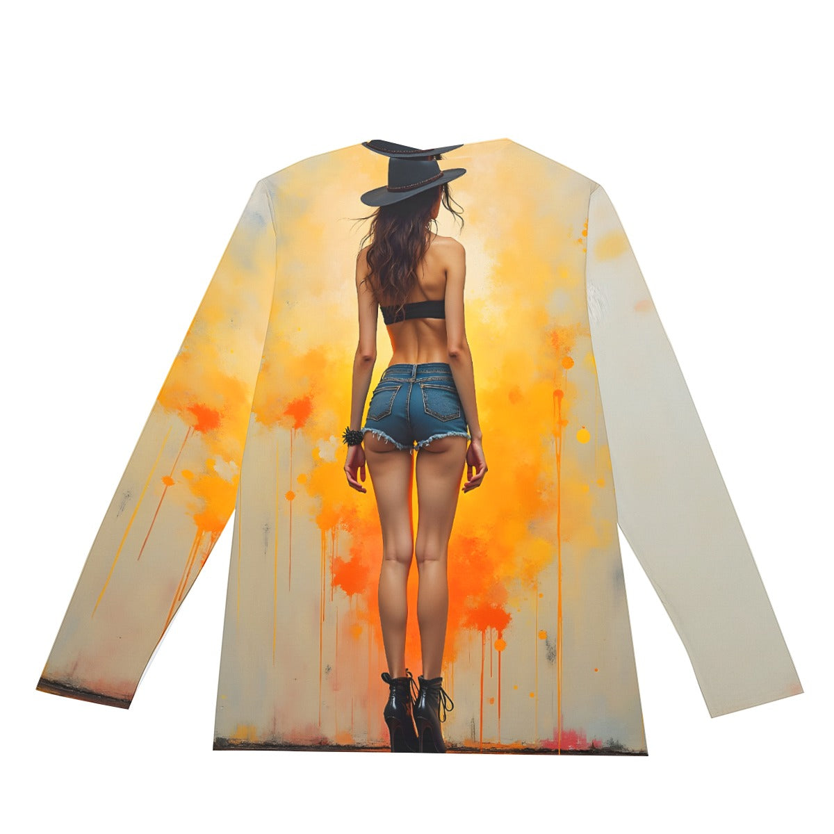 All-Over Print Long Sleeve T-Shirt Cotton, Crazy AI Designed Inked Clothing, Tattoo styled art and surrealism inspired designs