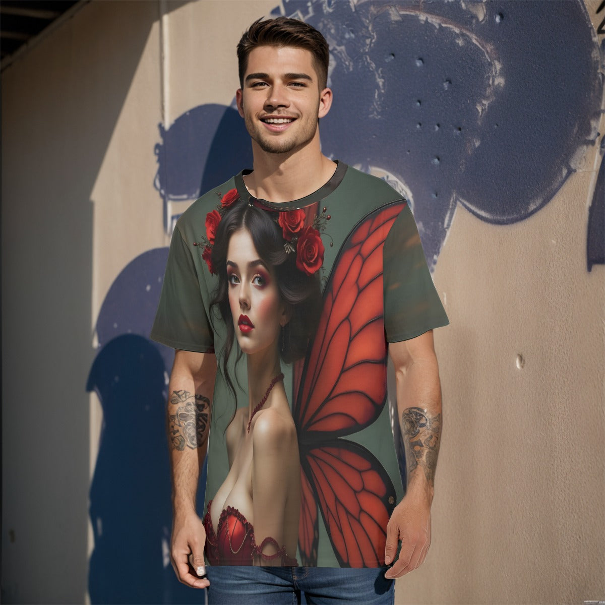 All-Over Print O-Neck T-Shirt Cotton