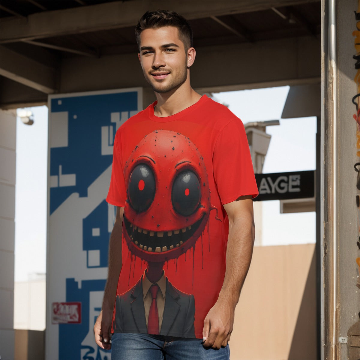 All-Over Print Cotton T-Shirt , Inked Clothing Designed by AI, Tattoo Inspired Art, Unique Apparel, Tee with Digital Art,   Print, Gifts For All