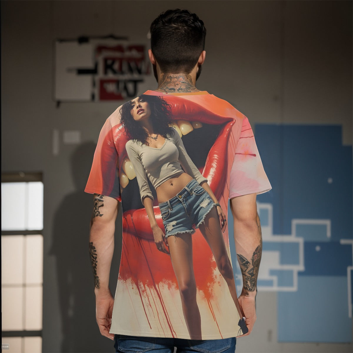 All-Over Print O-Neck T-Shirt Cotton