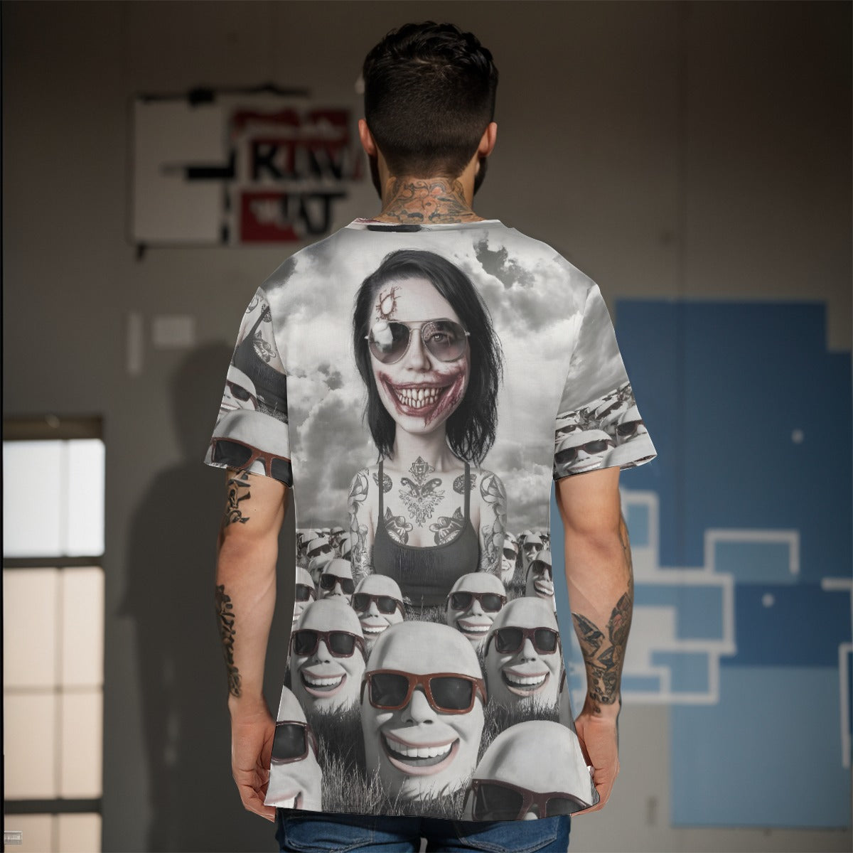 All-Over Print  O-Neck T-Shirt  Cotton