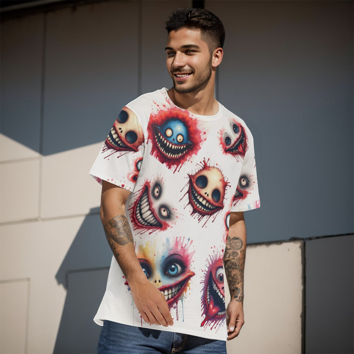 All-Over Print   O-Neck T-Shirt  Cotton