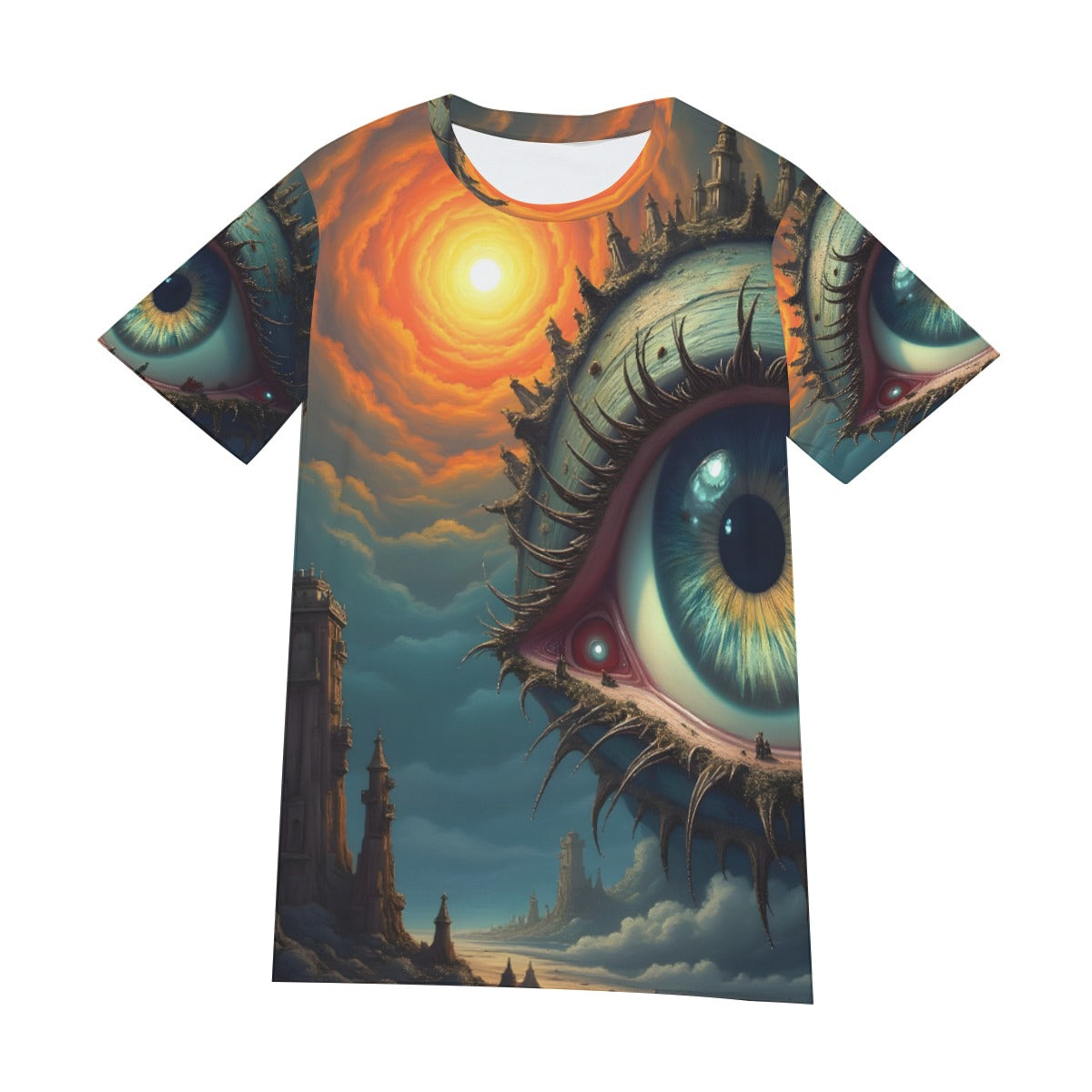 All-Over Print Inked Clothing, Designed by AI, Tattoo Inspired Art Shirt, Unique Apparel, Tee with Digital Art   Print, Gift For Him