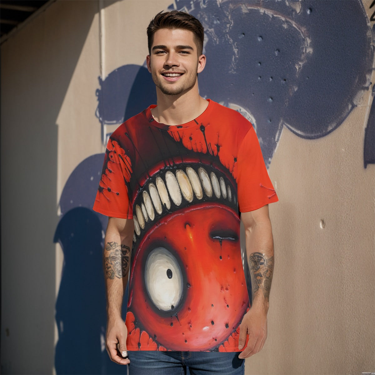 All-Over Print O-Neck T-Shirt Cotton