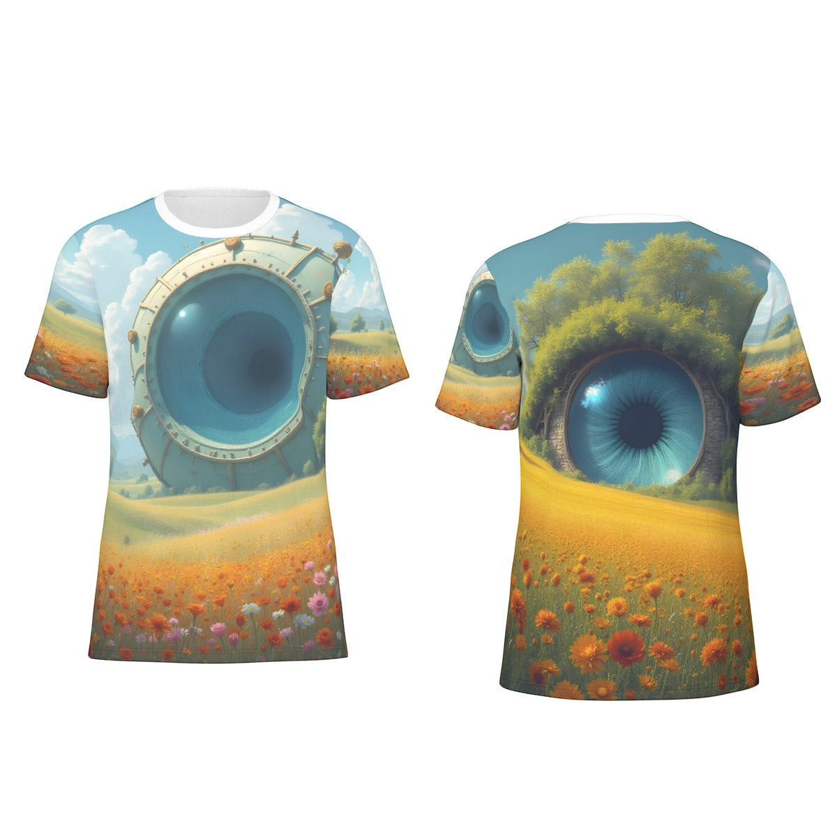 All-Over Print O-Neck T-Shirt Cotton
