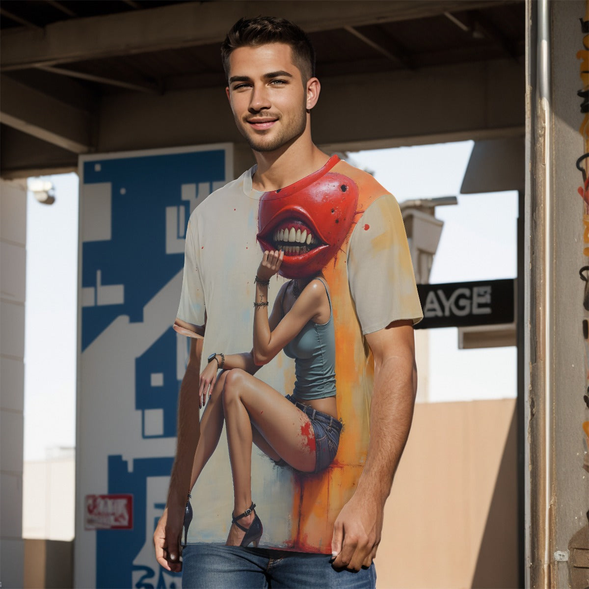 All-Over Print, One of a Kind AI Image, Digital Art, Crazy AI Designed Inked Clothing, Tattoo styled art and surrealism inspired designs