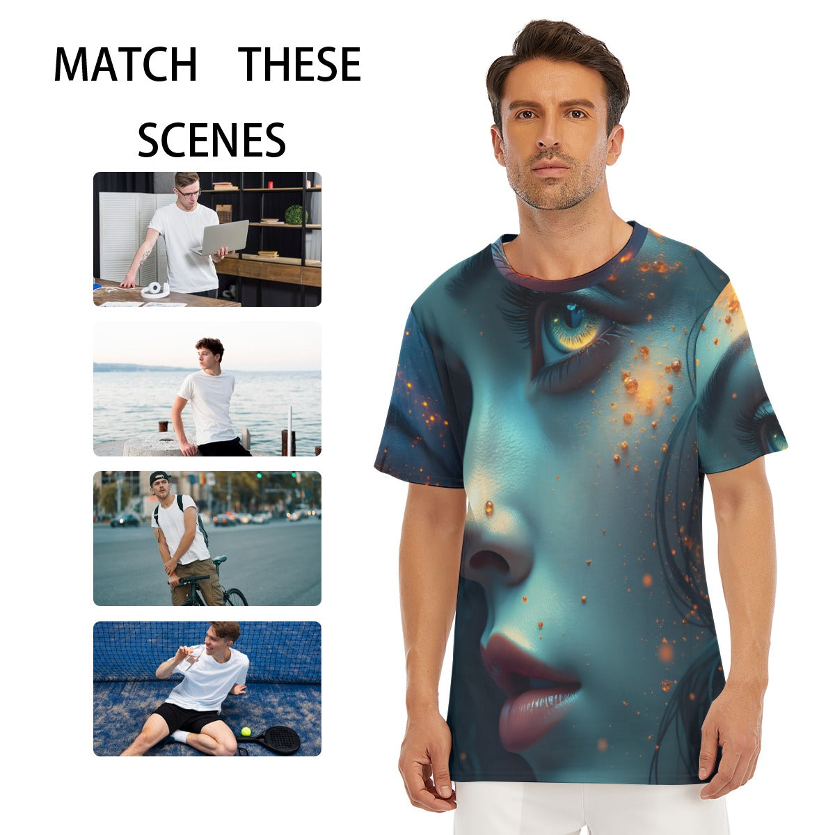 All-Over Print  O-Neck T-Shirt  Cotton