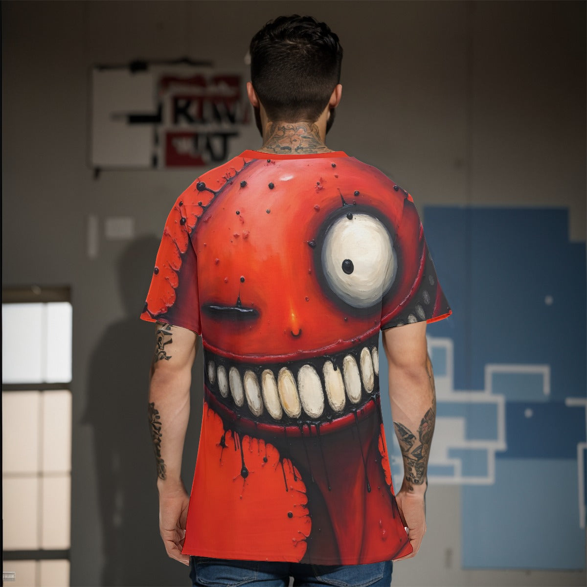 All-Over Print O-Neck T-Shirt Cotton