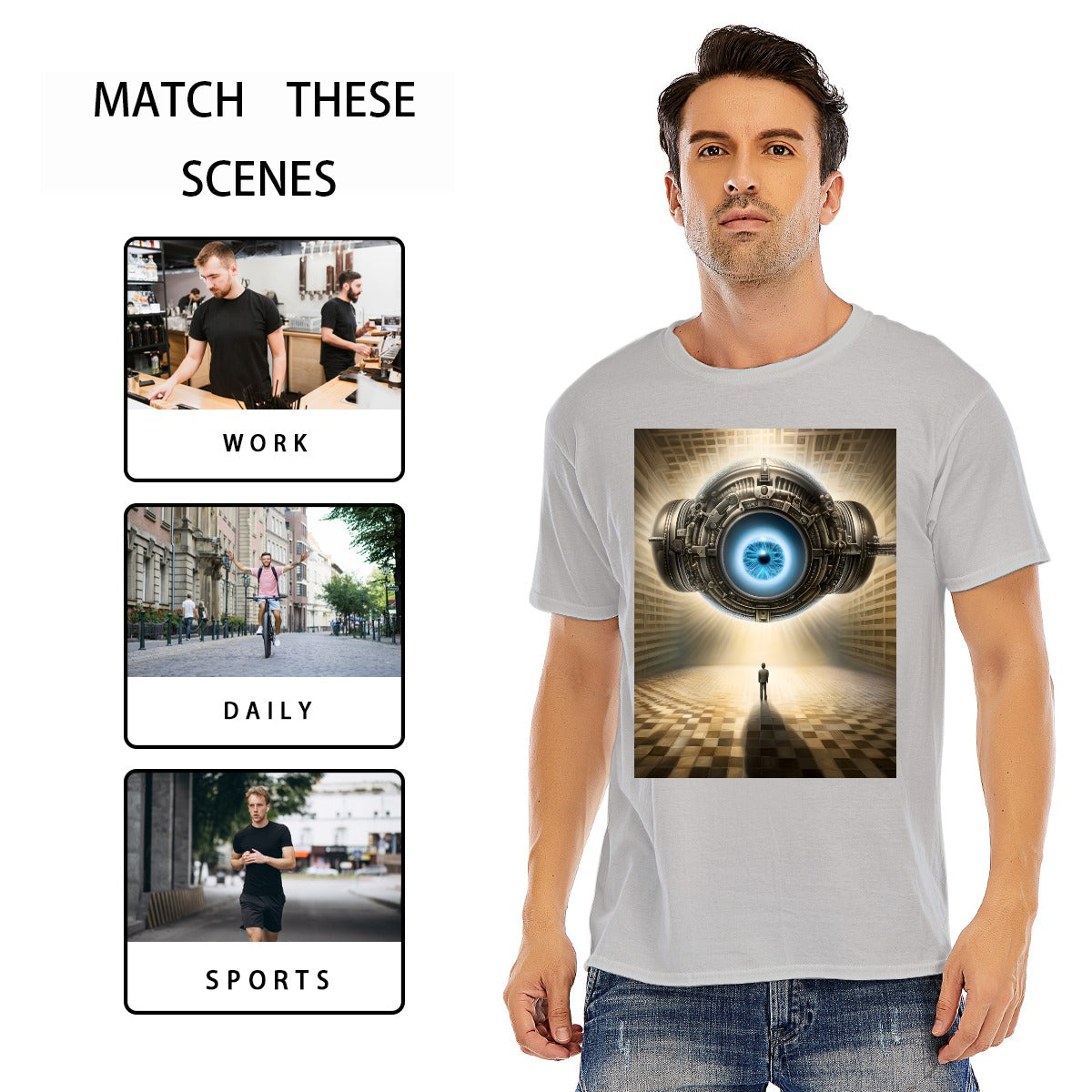 Unisex O-neck Short Sleeve T-shirt CottonStAI Inked Clothing, Tattoo Style Apparel, Edgy Designs, T-Shirt with Digital Print, Graphic Tee, Gift For All, Fashion Statement