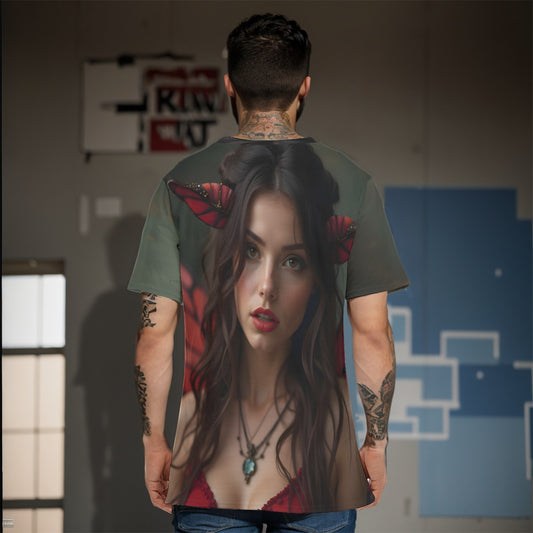 All-Over Print O-Neck T-Shirt Cotton