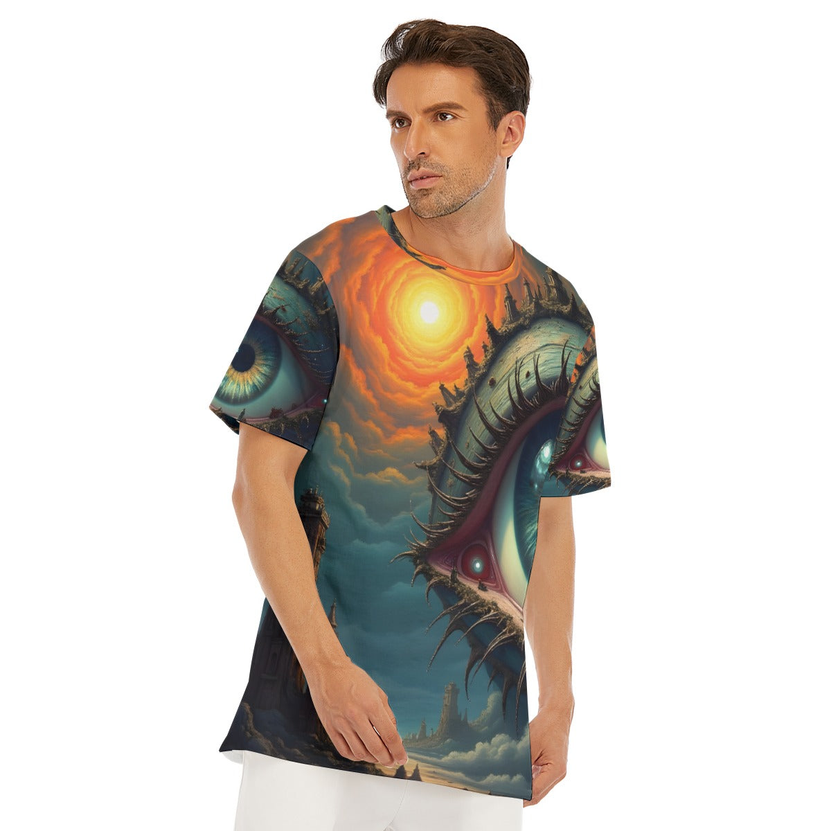 All-Over Print Inked Clothing, Designed by AI, Tattoo Inspired Art Shirt, Unique Apparel, Tee with Digital Art   Print, Gift For Him