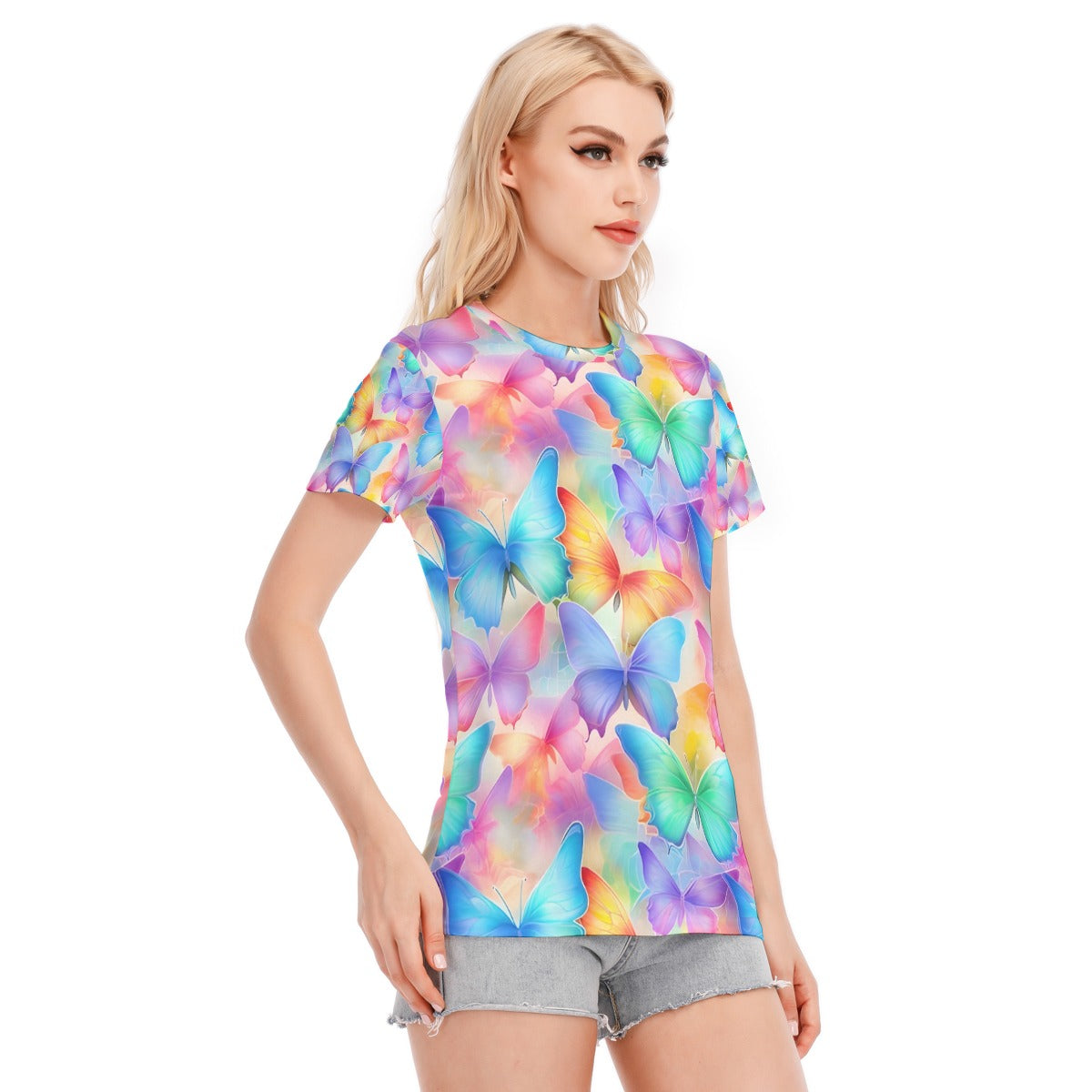 All-Over Print Women's Round Neck T-Shirt | 190GSM Cotton