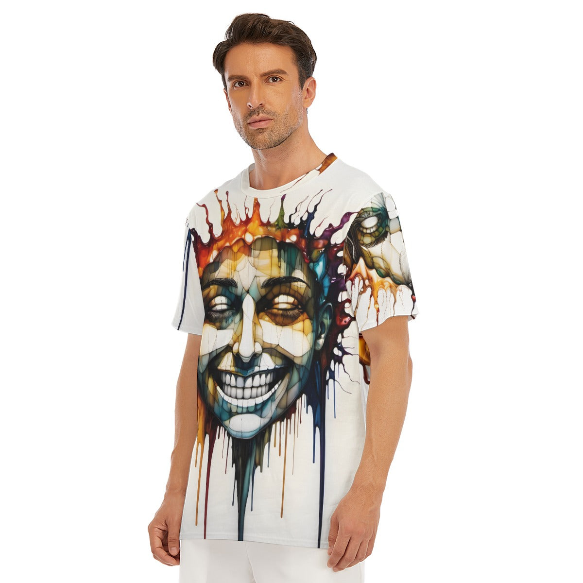All-Over Print O-Neck T-Shirt Cotton