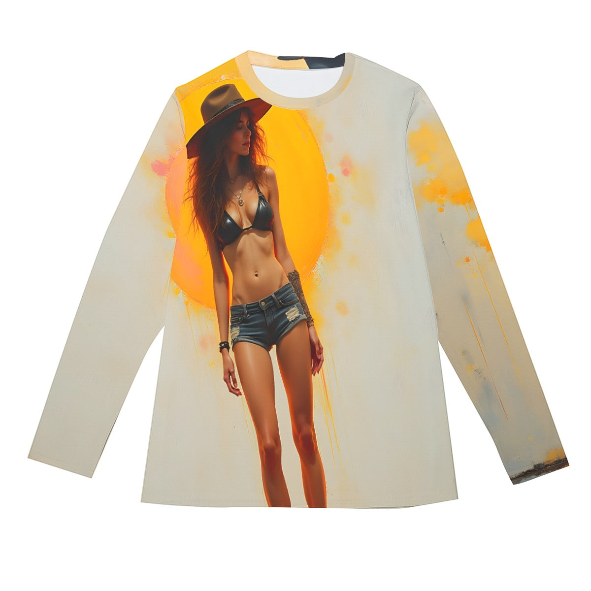 All-Over Print Long Sleeve T-Shirt Cotton, Crazy AI Designed Inked Clothing, Tattoo styled art and surrealism inspired designs