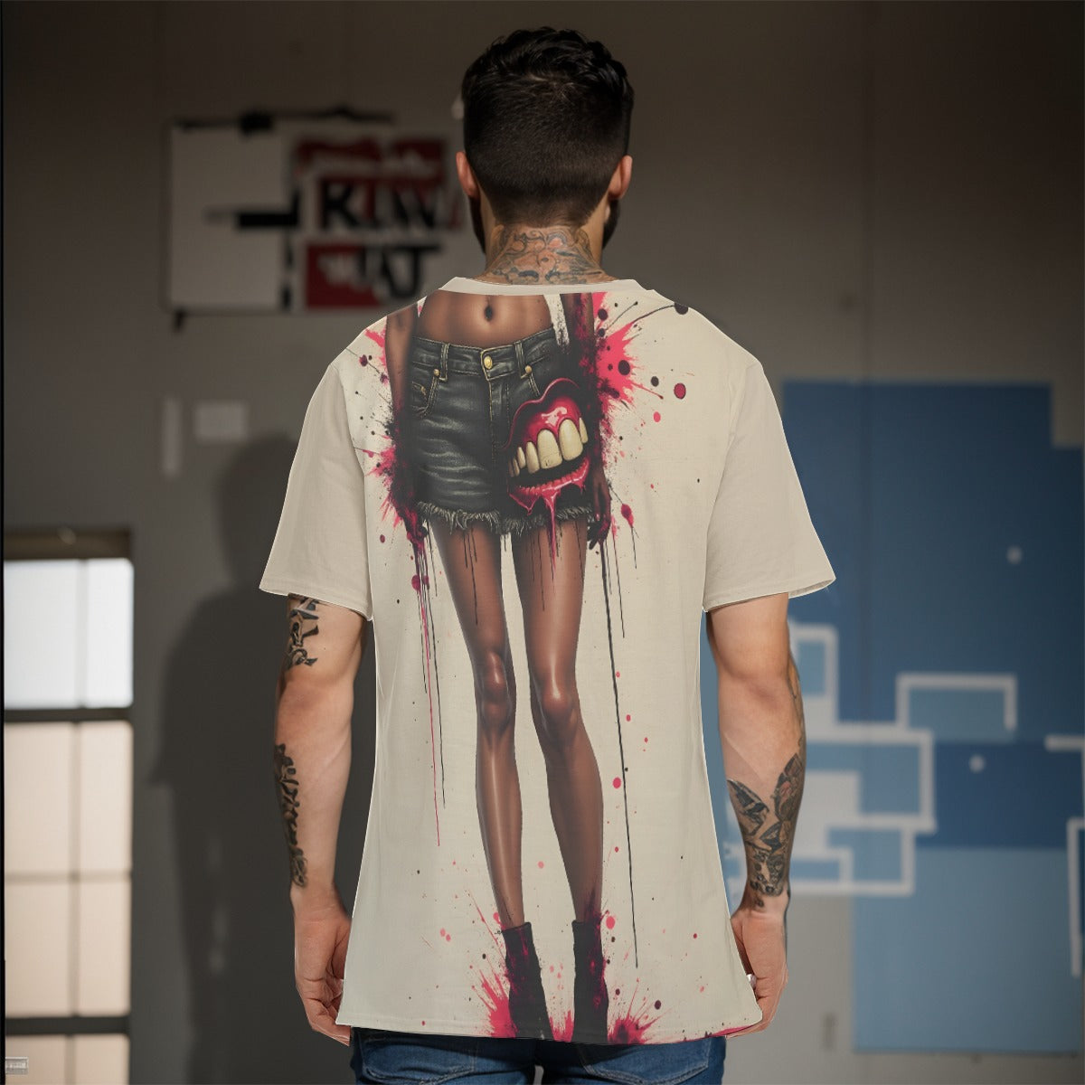 All-Over Print O-Neck T-Shirt Cotton