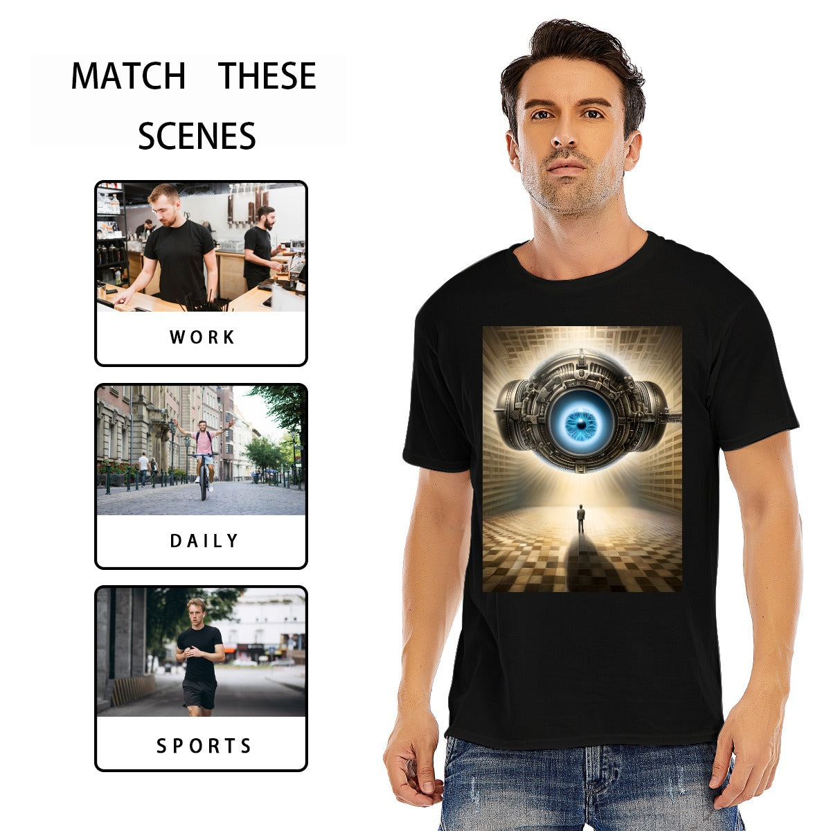 Unisex O-neck Short Sleeve T-shirt CottonStAI Inked Clothing, Tattoo Style Apparel, Edgy Designs, T-Shirt with Digital Print, Graphic Tee, Gift For All, Fashion Statement