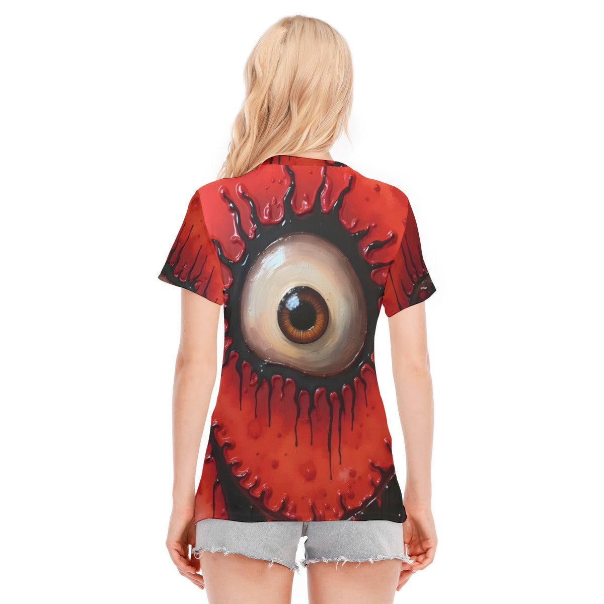All-Over Print Women's Round Neck T-Shirt Cotton