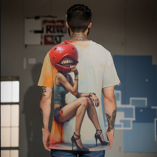 All-Over Print, One of a Kind AI Image, Digital Art, Crazy AI Designed Inked Clothing, Tattoo styled art and surrealism inspired designs