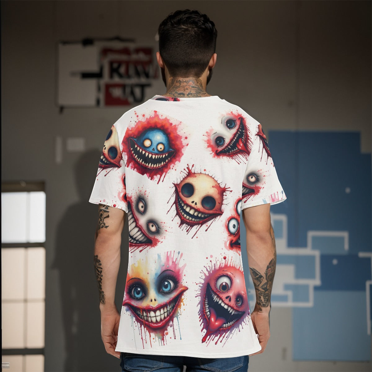 All-Over Print   O-Neck T-Shirt  Cotton