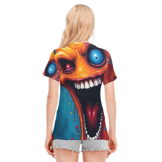 All-Over Print Women's Round Neck T-Shirt Cotton