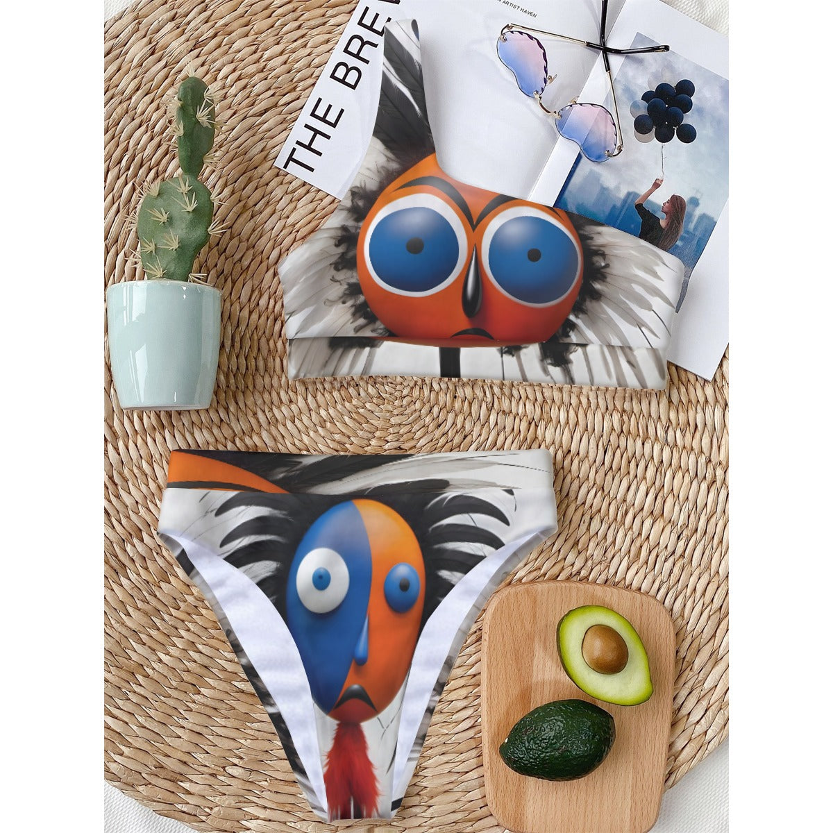 All-Over Print Women's Bikini With Single Shoulder