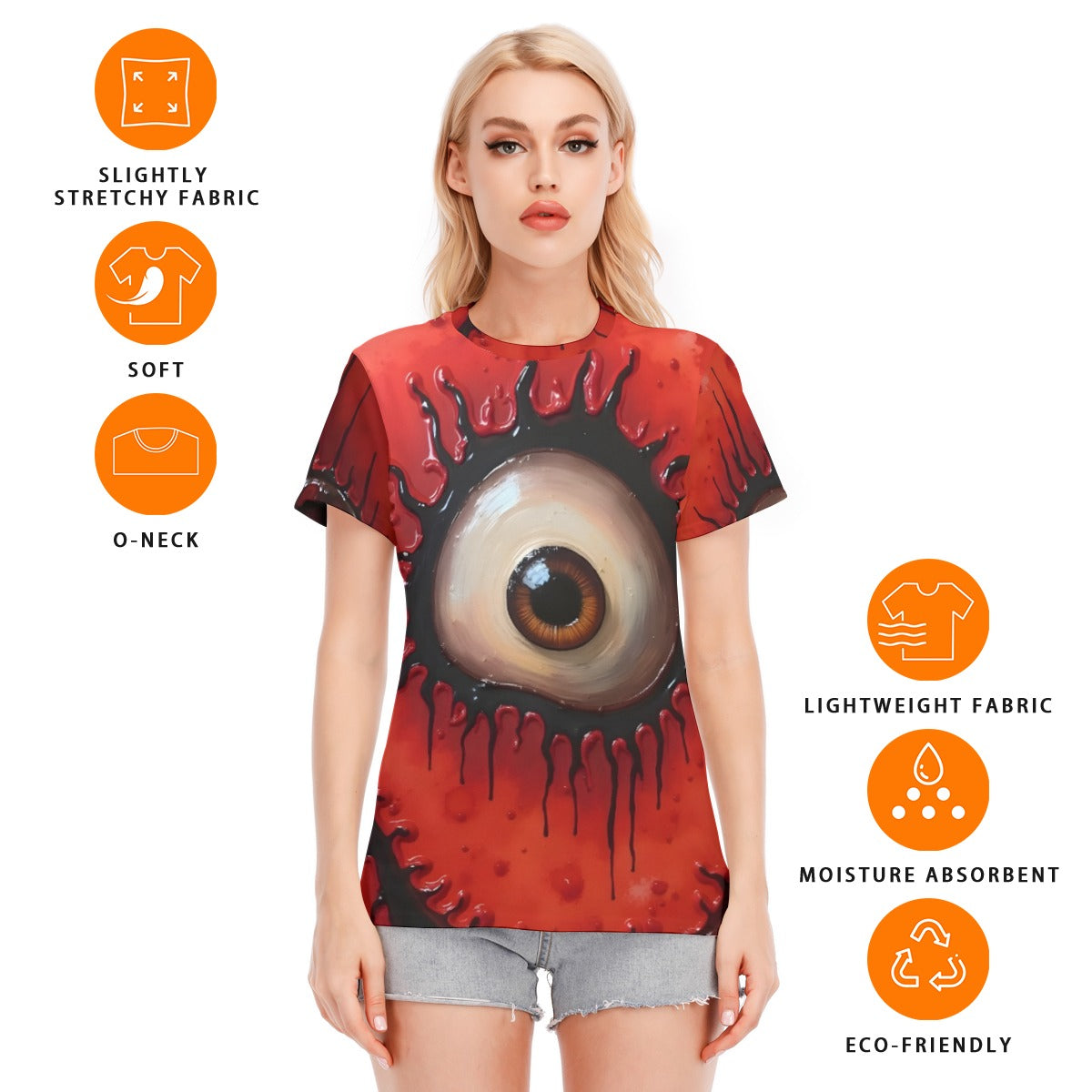 All-Over Print Women's Round Neck T-Shirt Cotton