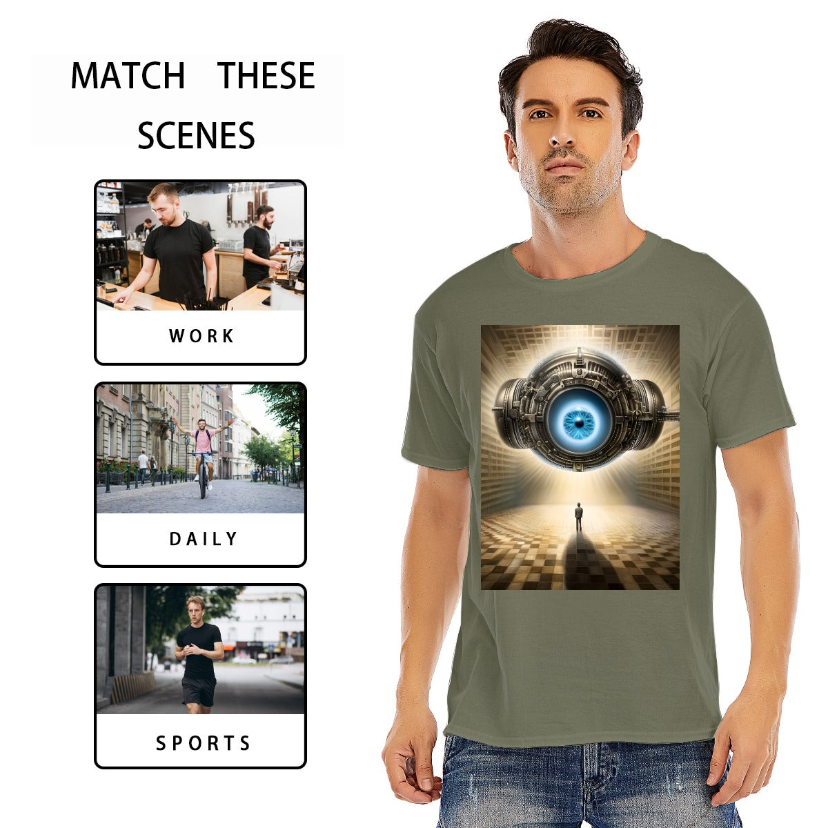 Unisex O-neck Short Sleeve T-shirt CottonStAI Inked Clothing, Tattoo Style Apparel, Edgy Designs, T-Shirt with Digital Print, Graphic Tee, Gift For All, Fashion Statement