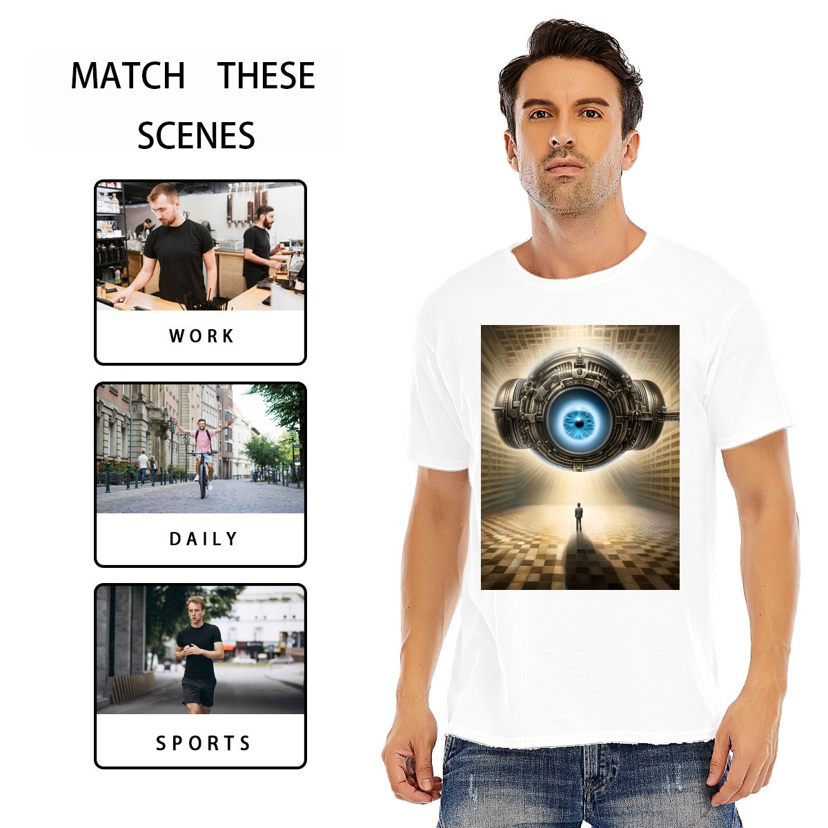 Unisex O-neck Short Sleeve T-shirt CottonStAI Inked Clothing, Tattoo Style Apparel, Edgy Designs, T-Shirt with Digital Print, Graphic Tee, Gift For All, Fashion Statement