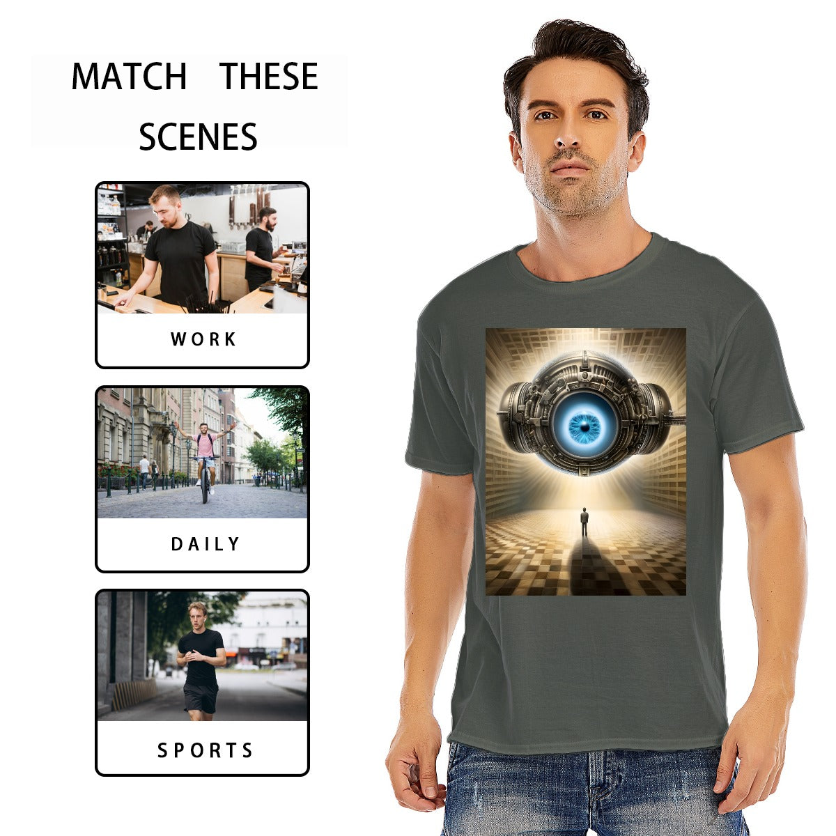 Unisex O-neck Short Sleeve T-shirt CottonStAI Inked Clothing, Tattoo Style Apparel, Edgy Designs, T-Shirt with Digital Print, Graphic Tee, Gift For All, Fashion Statement