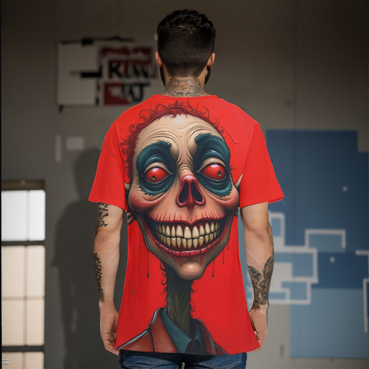 All-Over Print Cotton T-Shirt , Inked Clothing Designed by AI, Tattoo Inspired Art, Unique Apparel, Tee with Digital Art,   Print, Gifts For All