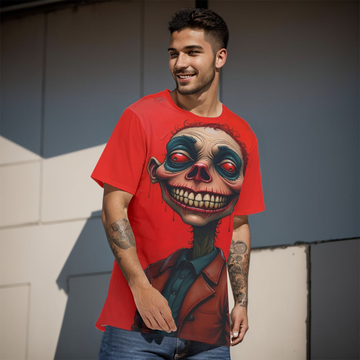 All-Over Print Cotton T-Shirt , Inked Clothing Designed by AI, Tattoo Inspired Art, Unique Apparel, Tee with Digital Art,   Print, Gifts For All