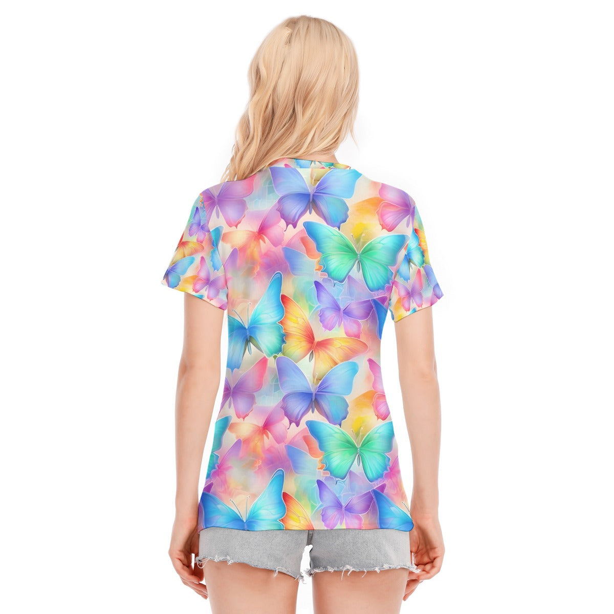 All-Over Print Women's Round Neck T-Shirt | 190GSM Cotton