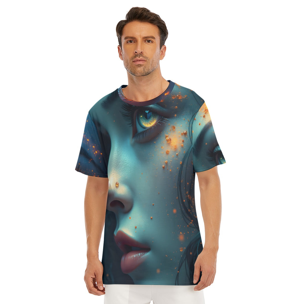 All-Over Print  O-Neck T-Shirt  Cotton