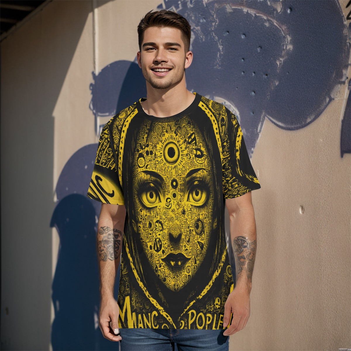 All-Over Print O-Neck T-Shirt Cotton