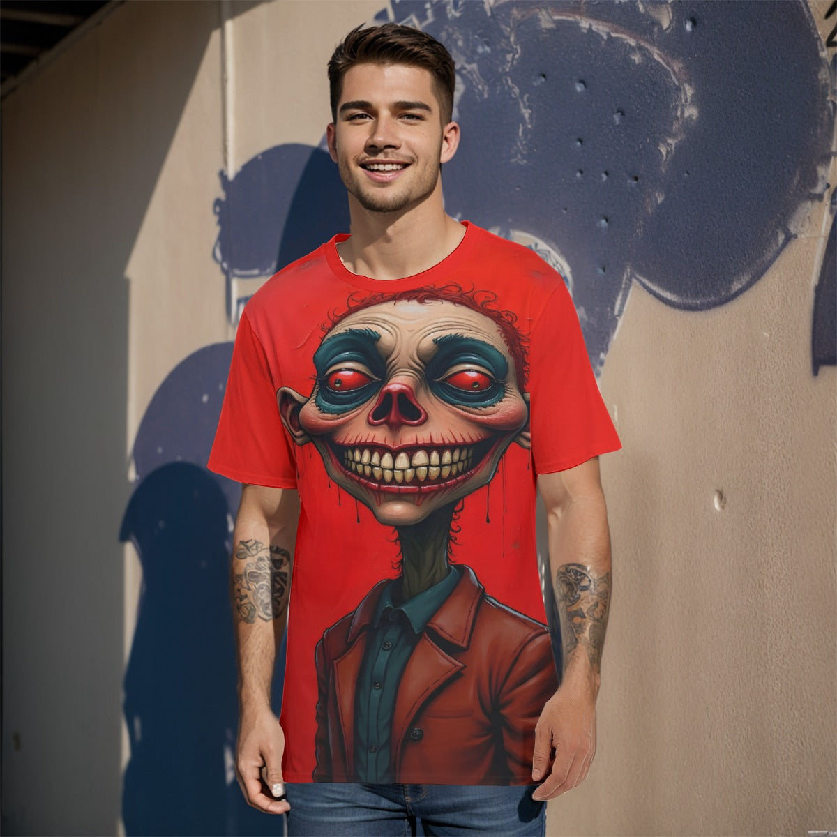 All-Over Print Cotton T-Shirt , Inked Clothing Designed by AI, Tattoo Inspired Art, Unique Apparel, Tee with Digital Art,   Print, Gifts For All