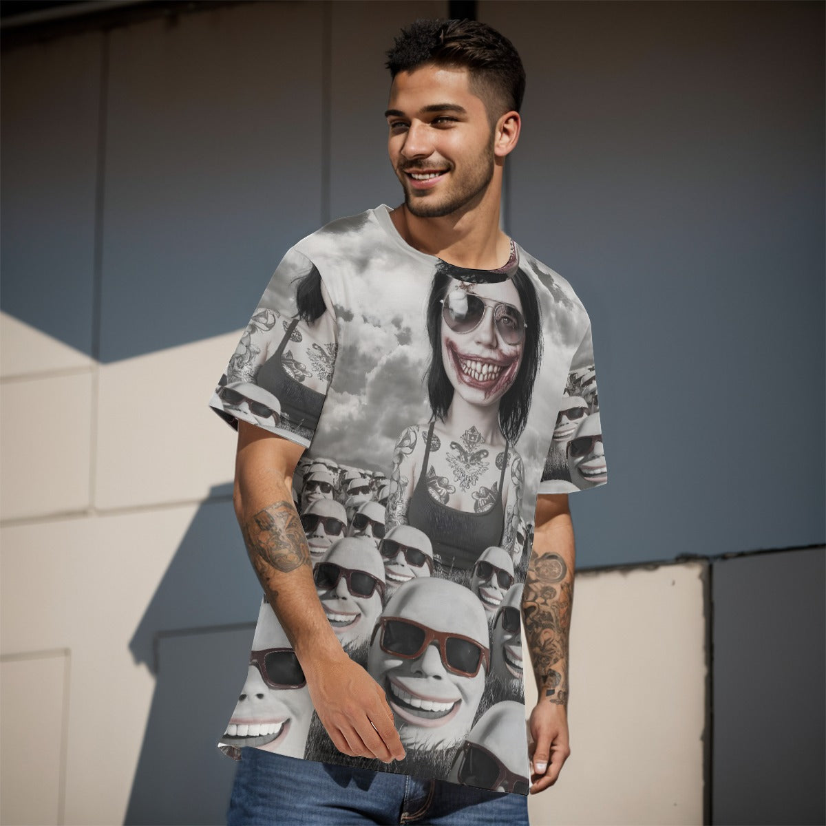 All-Over Print  O-Neck T-Shirt  Cotton