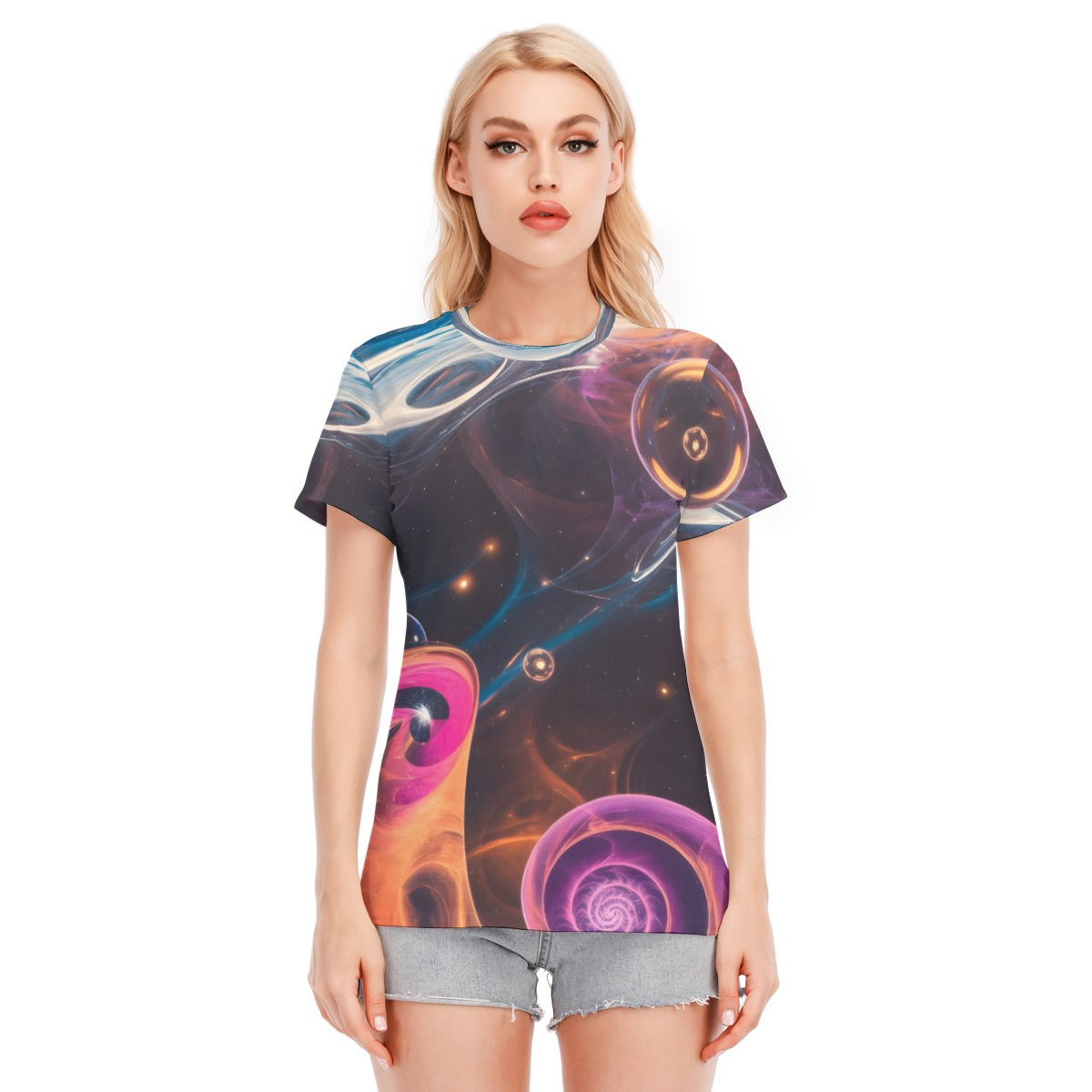 All-Over Print Women's Round Neck T-Shirt | 190GSM Cotton