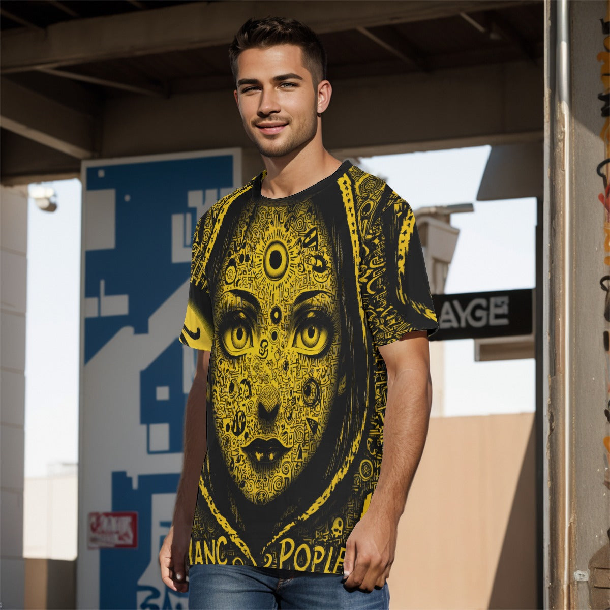 All-Over Print O-Neck T-Shirt Cotton