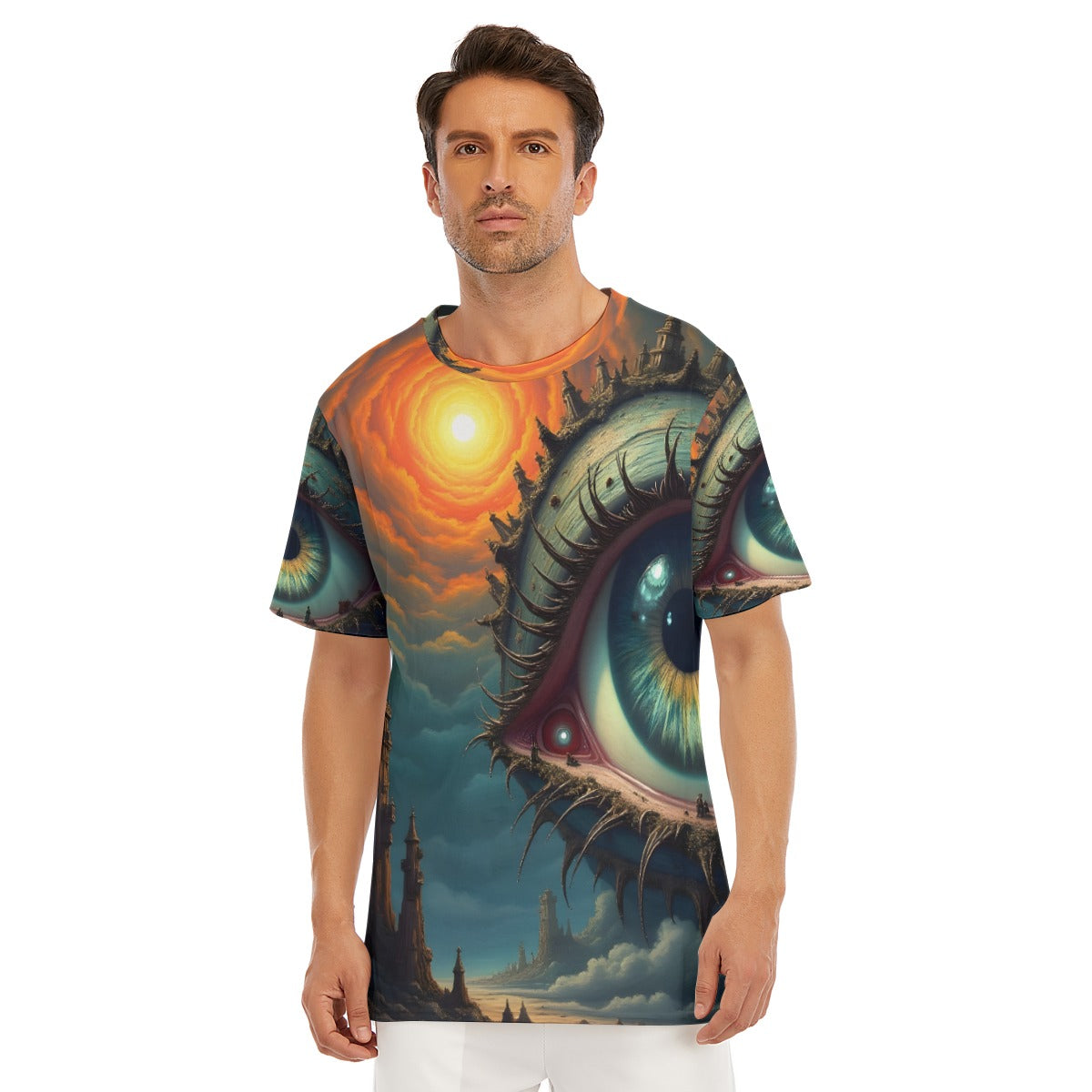 All-Over Print Inked Clothing, Designed by AI, Tattoo Inspired Art Shirt, Unique Apparel, Tee with Digital Art   Print, Gift For Him