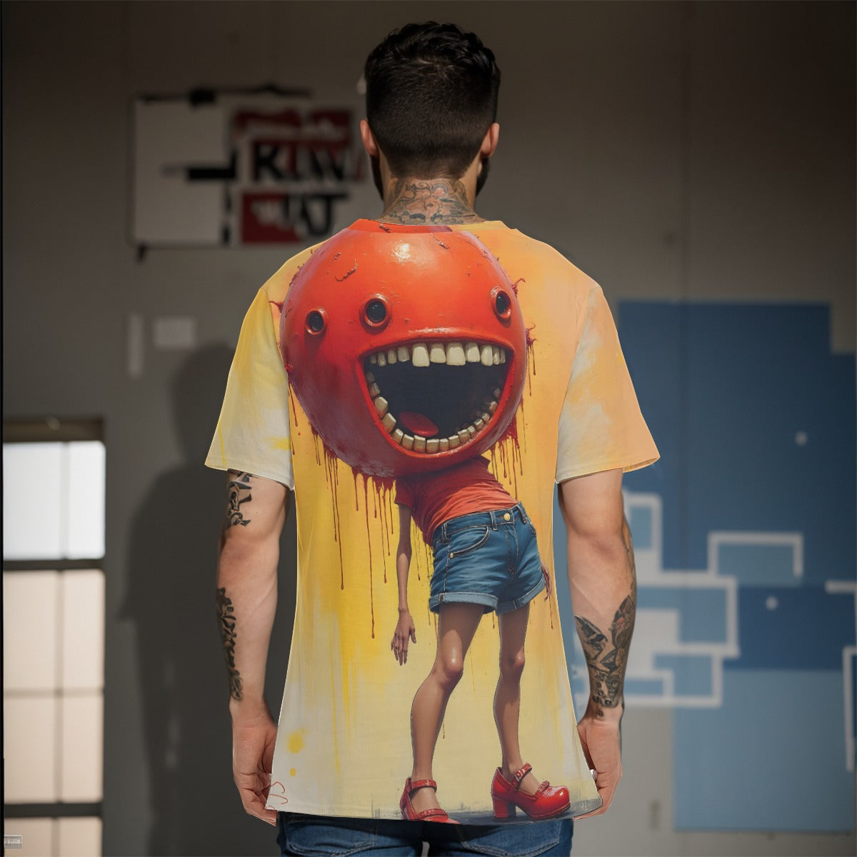 All-Over Print O-Neck T-Shirt Cotton