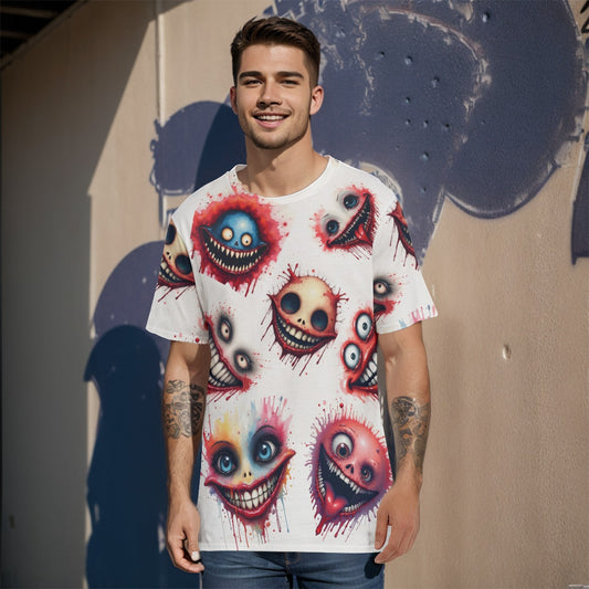 All-Over Print   O-Neck T-Shirt  Cotton