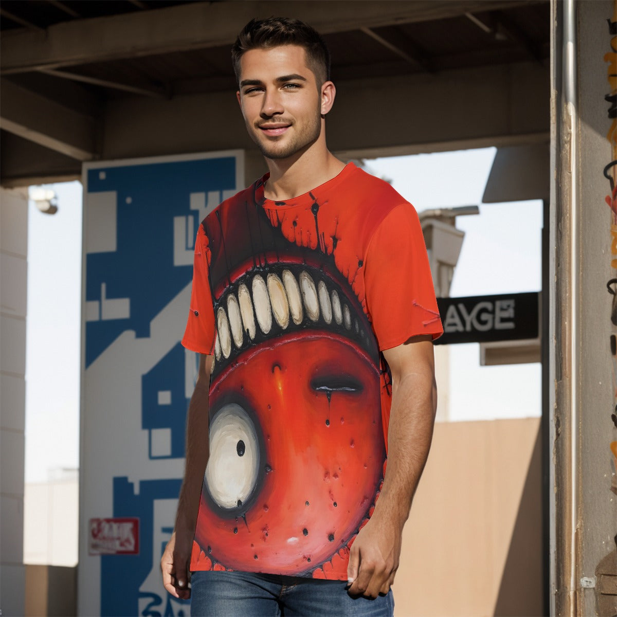 All-Over Print O-Neck T-Shirt Cotton