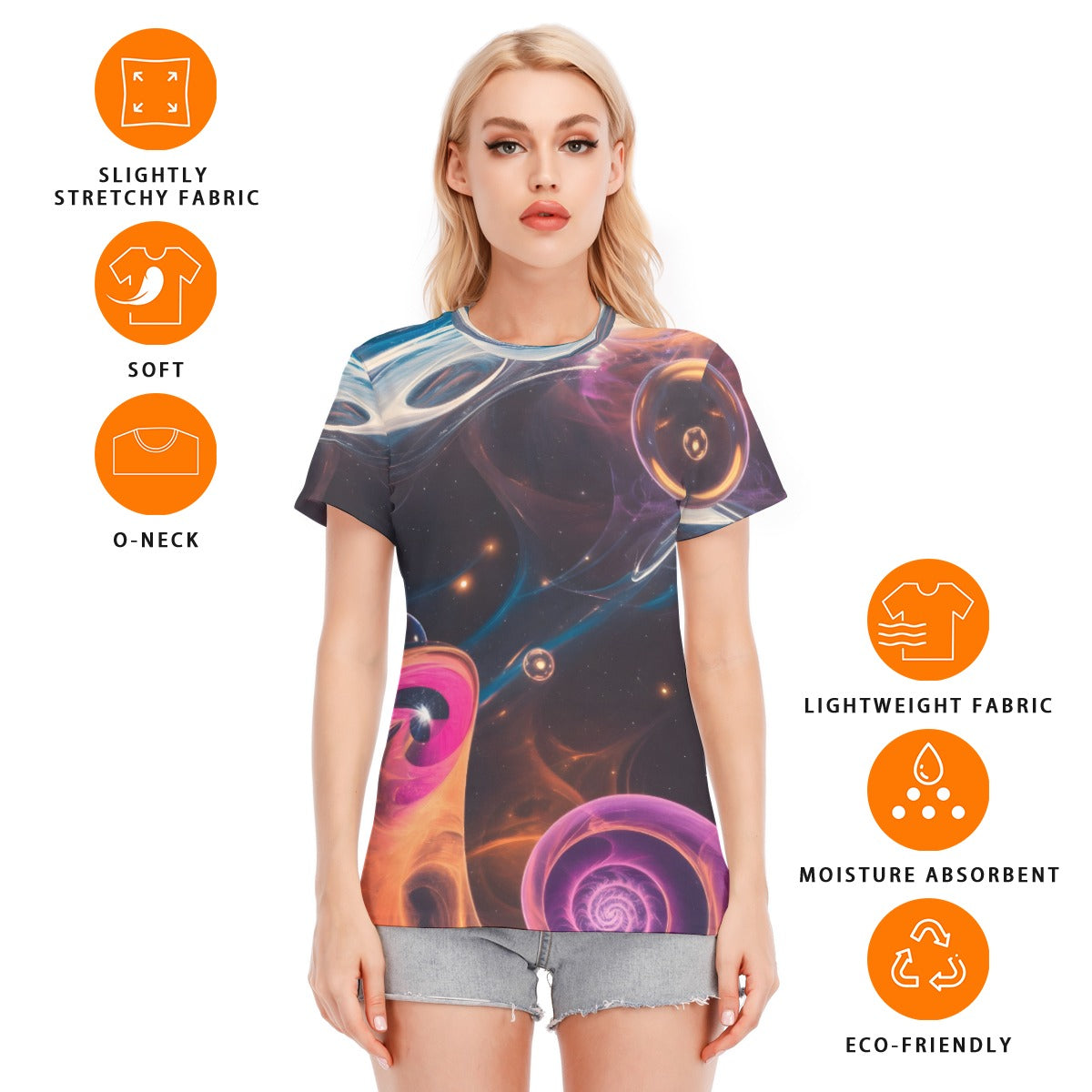 All-Over Print Women's Round Neck T-Shirt | 190GSM Cotton