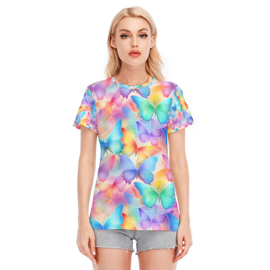All-Over Print Women's Round Neck T-Shirt | 190GSM Cotton
